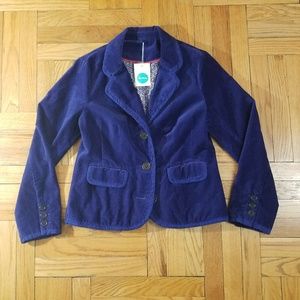 Boden Purple Velvet Jacket Blazer Size M